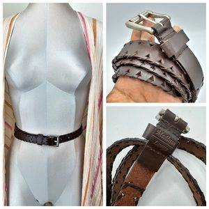 Capezio Brown Leather braided Belt Size M/L Medium Large